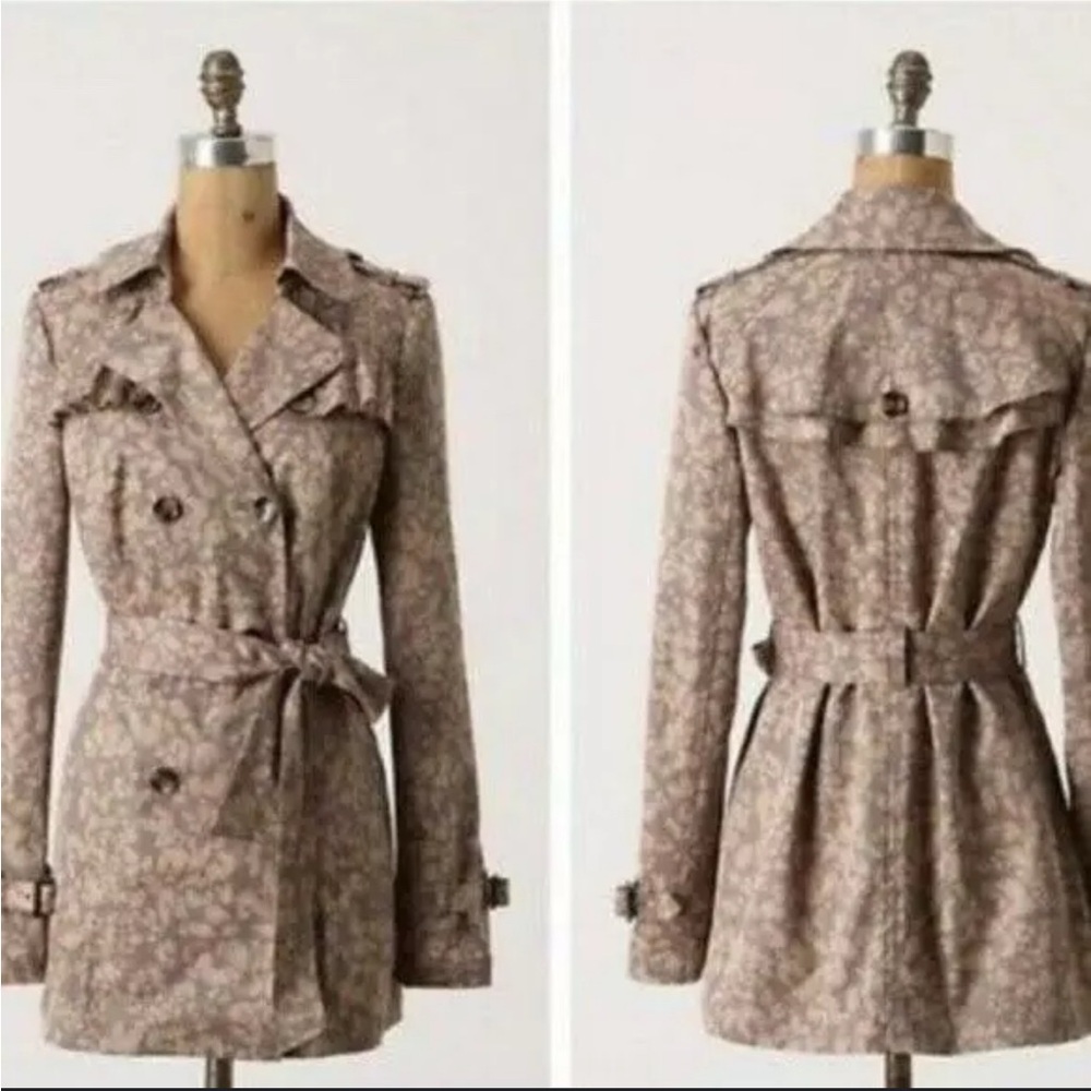 Anthropologie Print Trench Coat